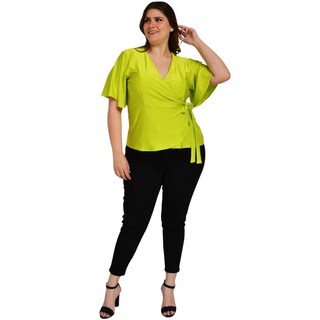 Foto 5 | Foto 5 | Blusa Roman Fashion Manga 3/4 color Verde para Mujer