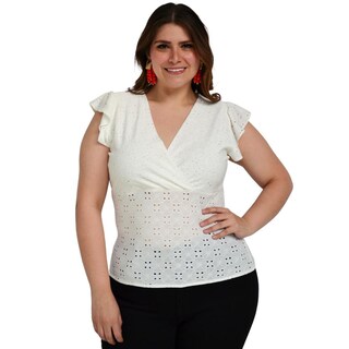Foto 1 | Foto 1 | Blusa Roman Fashion BL-ELY-0315 color Blanco Manga 3/4 Talla Extra