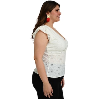 Foto 2 | Foto 2 | Blusa Roman Fashion BL-ELY-0315 color Blanco Manga 3/4 Talla Extra