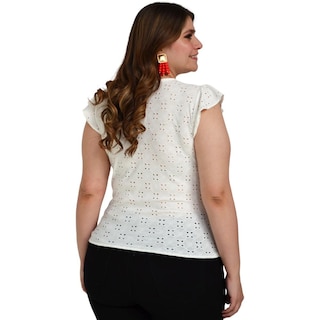 Foto 3 | Foto 3 | Blusa Roman Fashion BL-ELY-0315 color Blanco Manga 3/4 Talla Extra
