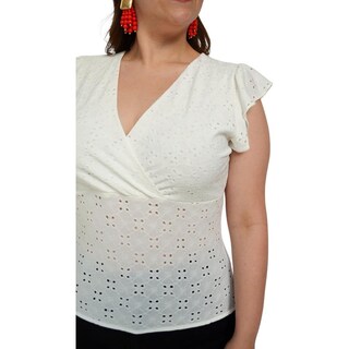 Foto 4 | Foto 4 | Blusa Roman Fashion BL-ELY-0315 color Blanco Manga 3/4 Talla Extra