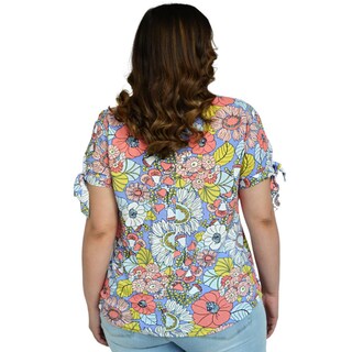 Foto 3 | Foto 3 | Blusa Estampada Roman Fashion color Azul para Mujer