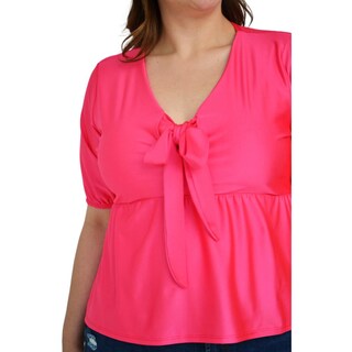 Foto 4 | Foto 4 | Blusa Con Moño En Escote Roman Fashion Tallas Extras color Rosa