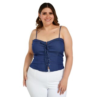 Foto 1 | Foto 1 | Blusa Zenobia 11565 Tallas Extras Azul de Mezclilla