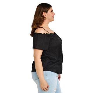 Foto 2 | Foto 2 | Blusa Campesina Zenobia 11016 color Negro con Tirantes Tallas Extras