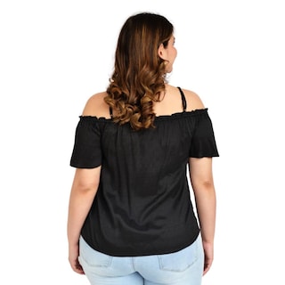 Foto 3 | Foto 3 | Blusa Campesina Zenobia 11016 color Negro con Tirantes Tallas Extras