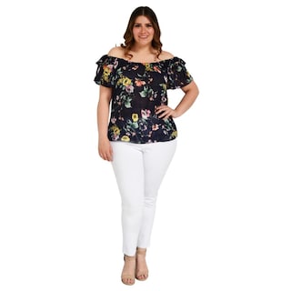 Foto 5 | Foto 5 | Blusa Zenobia 8933 Manga Corta con Moño Tallas Extras Azul