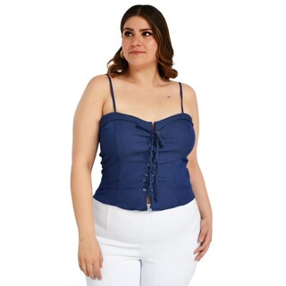 Foto 2 | Foto 2 | Blusa Zenobia 11565 Tallas Extras Azul de Mezclilla