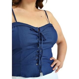 Foto 4 | Foto 4 | Blusa Zenobia 11565 Tallas Extras Azul de Mezclilla