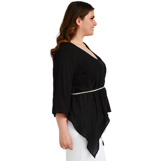 Foto 2 | Foto 2 | Blusa Asimétrica con Cinto Roman Fashion BL-GR-1831 color Negro Tallas Extras