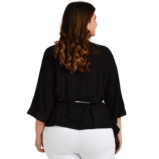 Foto 3 | Foto 3 | Blusa Asimétrica con Cinto Roman Fashion BL-GR-1831 color Negro Tallas Extras