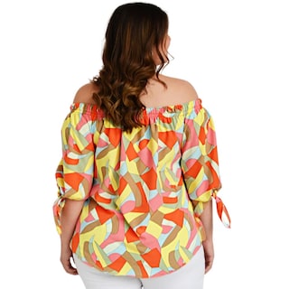 Foto 3 | Foto 3 | Blusa Escote Campesino Roman Fashion Tallas Extras 1608 color Amarillo