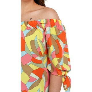 Foto 4 | Foto 4 | Blusa Escote Campesino Roman Fashion Tallas Extras 1608 color Amarillo