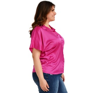 Foto 2 | Foto 2 | Blusa Camisera de Satín Roman Fashion BL-ELY-4924-FIUSHA color Rosa