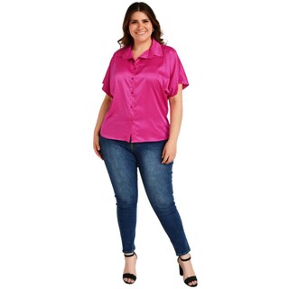 Foto 5 | Foto 5 | Blusa Camisera de Satín Roman Fashion BL-ELY-4924-FIUSHA color Rosa