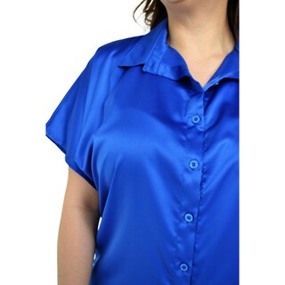 Foto 4 | Foto 4 | Blusa Camisera De Satín Roman Fashion Tallas Extras 4924 color Azul