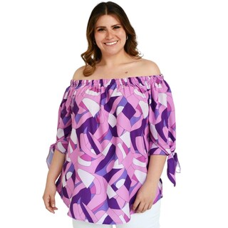 Foto 1 | Foto 1 | Blusa Escote Campesino Roman Fashion Tallas Extras 1608 color Púrpura