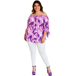 Foto 5 | Foto 5 | Blusa Escote Campesino Roman Fashion Tallas Extras 1608 color Púrpura