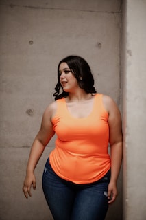 Foto 4 | Foto 4 | Blusa Casual María Ferré 2723l color Naranja Manga Tirante para Mujer Tallas Extras