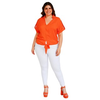 Foto 5 | Foto 5 | Blusa con Moño Roman Fashion color Naranja para Mujer