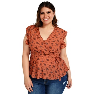 Foto 1 | Foto 1 | Blusa Escote Cruzado Roman Fashion Tallas Extras color Marrón