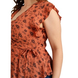 Foto 4 | Foto 4 | Blusa Escote Cruzado Roman Fashion Tallas Extras color Marrón