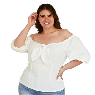 Foto 1 | Foto 1 | Blusa Campesina con Nudo Roman Fashion color Blanco para Mujer