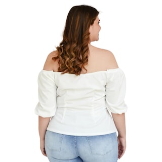 Foto 3 | Foto 3 | Blusa Campesina con Nudo Roman Fashion color Blanco para Mujer