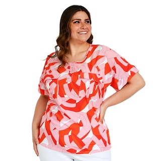 Foto 1 | Foto 1 | Blusa Fresca con Bolsillos Roman Fashion Tallas Extras 1813 color Naranja