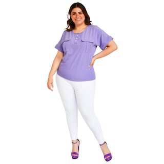 Foto 5 | Foto 5 | Blusa Fresca con Bolsillos Roman Fashion Tallas Extras 1813 color Púrpura