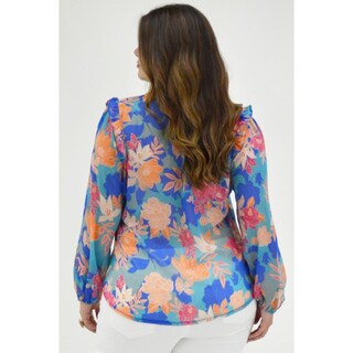 Foto 3 | Foto 3 | Blusa De Chiffon Estampado Roman Fashion /tallas Extras, 2258 (azul Claro) Azul