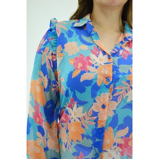 Foto 4 | Foto 4 | Blusa De Chiffon Estampado Roman Fashion /tallas Extras, 2258 (azul Claro) Azul