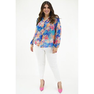 Foto 5 | Foto 5 | Blusa De Chiffon Estampado Roman Fashion /tallas Extras, 2258 (azul Claro) Azul