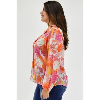 Foto 2 | Foto 2 | Blusa De Chiffon Estampado Roman Fashion /tallas Extras, 2258 (rosa) Rosa