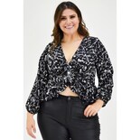Blusa Escote con Nudo Roman Fashion Negro para Mujer