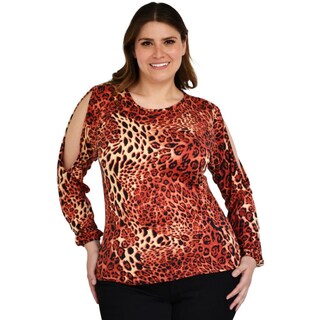 Foto 1 | Foto 1 | Blusa Roman Fashion Tallas Extras color Naranja Animal Print