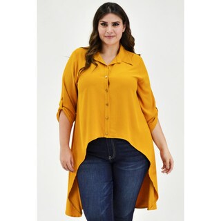 Foto 1 | Foto 1 | Maxiblusa Asimétrica Roman Fashion Tallas Extras 1060 color Mostaza
