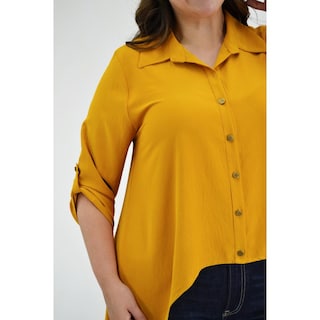 Foto 4 | Foto 4 | Maxiblusa Asimétrica Roman Fashion Tallas Extras 1060 color Mostaza