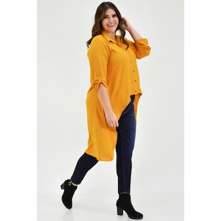 Foto 5 | Foto 5 | Maxiblusa Asimétrica Roman Fashion Tallas Extras 1060 color Mostaza