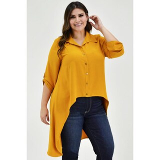Foto 2 | Foto 2 | Maxiblusa Asimétrica Roman Fashion Tallas Extras 1060 color Mostaza