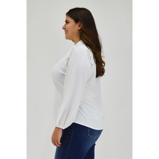 Foto 2 | Foto 2 | Blusa Hombro con Escarola Roman Fashion 12258 Blanca