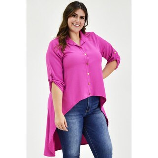 Foto 2 | Foto 2 | Maxiblusa Asimétrica Roman Fashion Tallas Extras color Rosa