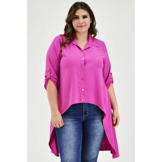 Foto 1 | Foto 1 | Maxiblusa Asimétrica Roman Fashion Tallas Extras color Rosa