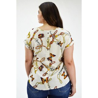 Foto 3 | Foto 3 | Blusa Manga Corta Roman Fashion Beige para Mujer