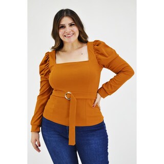Foto 5 | Foto 5 | Blusa Escote Cuadrado Roman Fashion BL-GR-1849 Marrón Tallas Extras