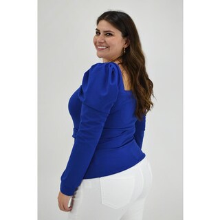 Foto 3 | Foto 3 | Blusa Escote Cuadrado Roman Fashion BL-GR-1849 Azul Tallas Extras