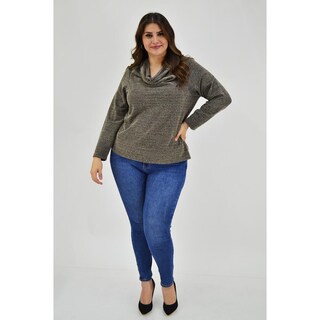 Foto 5 | Foto 5 | Blusa Cuello Drapeado Roman Fashion Tallas Extras Marrón