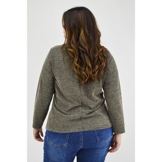 Foto 3 | Foto 3 | Blusa Cuello Drapeado Roman Fashion Tallas Extras Marrón