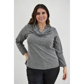 Foto 1 | Foto 1 | Blusa Cuello Drapeado Roman Fashion Tallas Extras 11904 color Gris