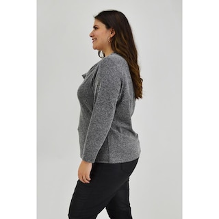 Foto 2 | Foto 2 | Blusa Cuello Drapeado Roman Fashion Tallas Extras 11904 color Gris